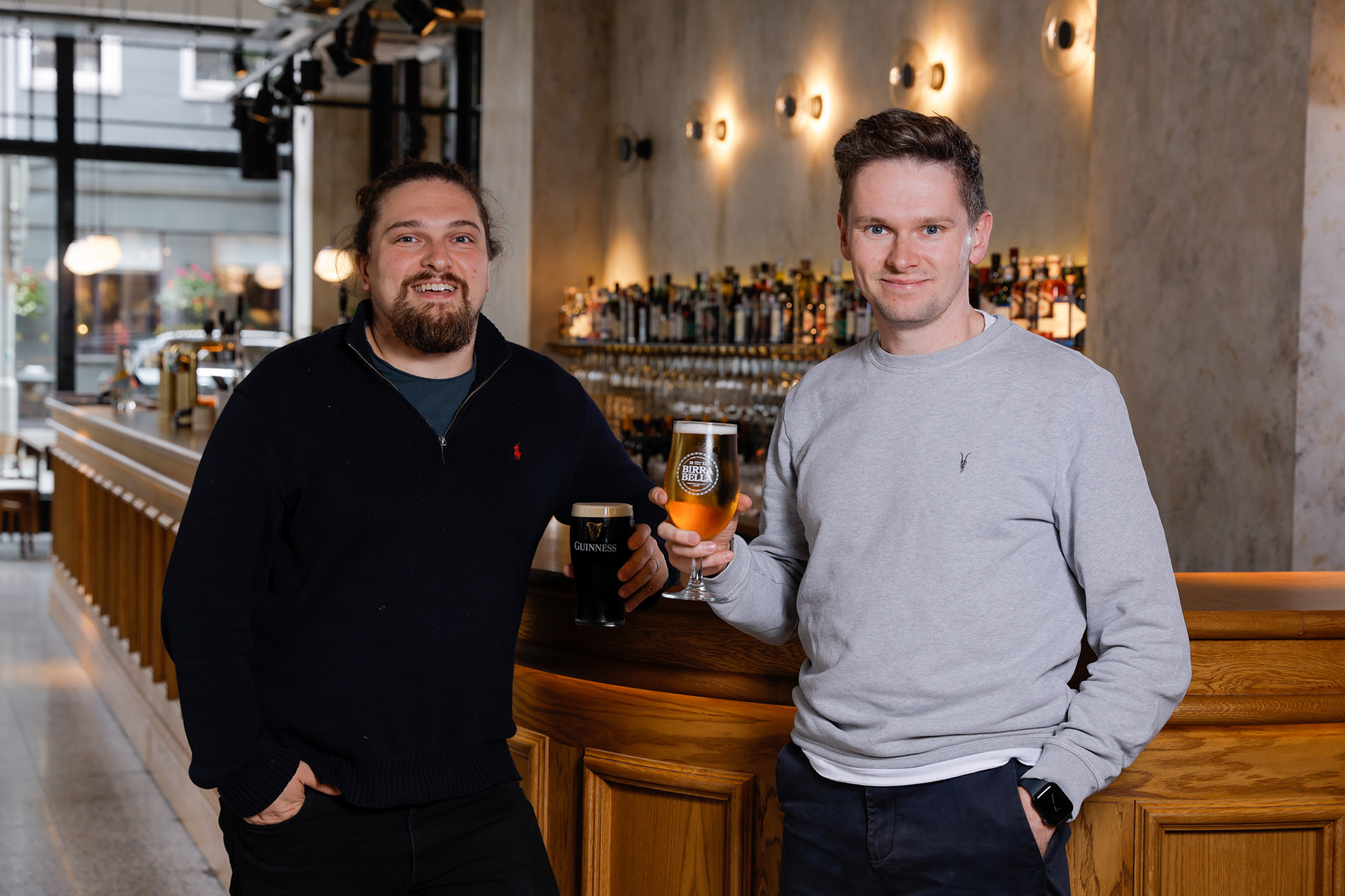 Ben and Peter Ringland at the bar in Amelia Hall